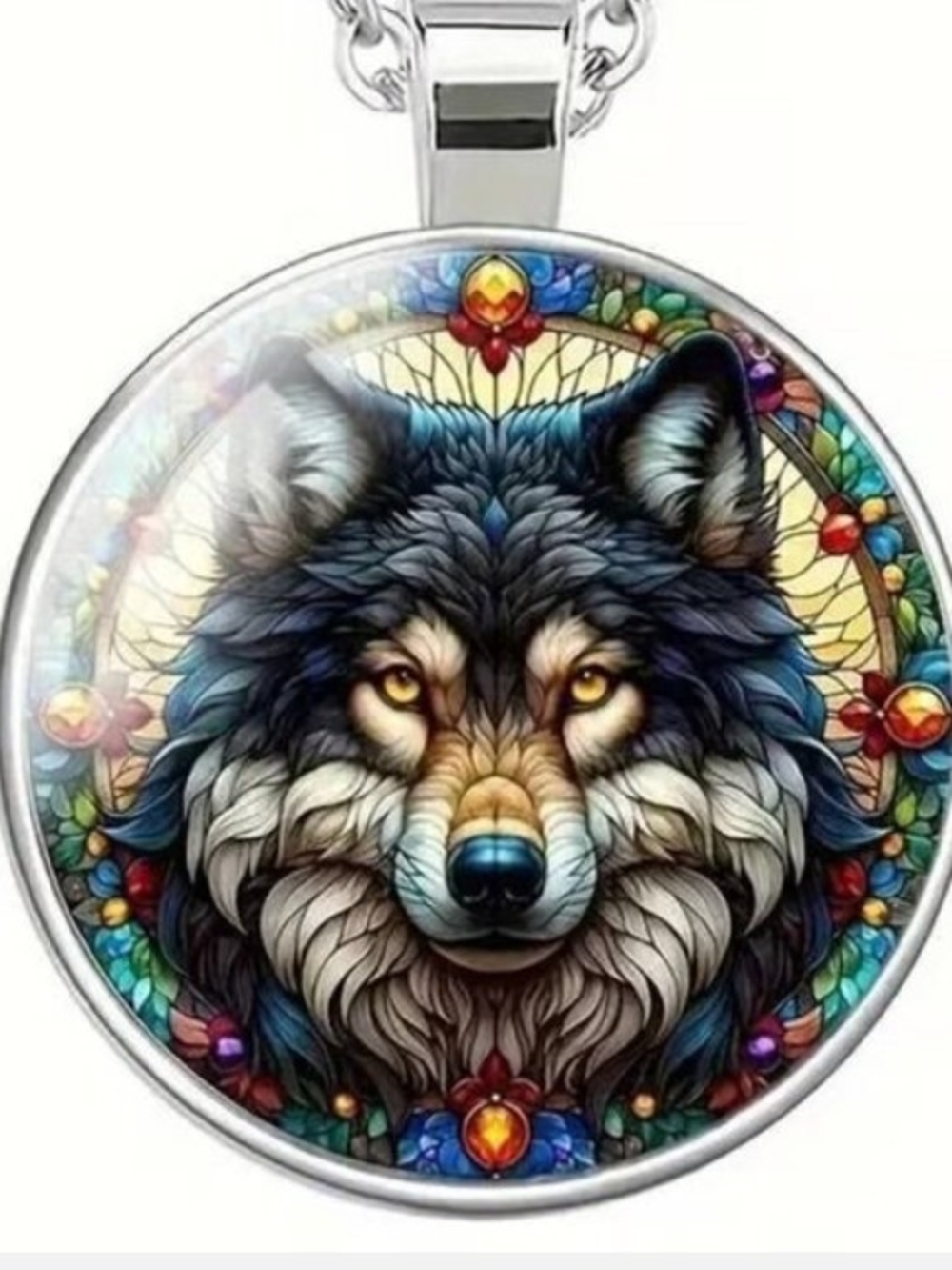 Wolf Mandala Pendant Necklace – Multicolor Women’s Jewelry
